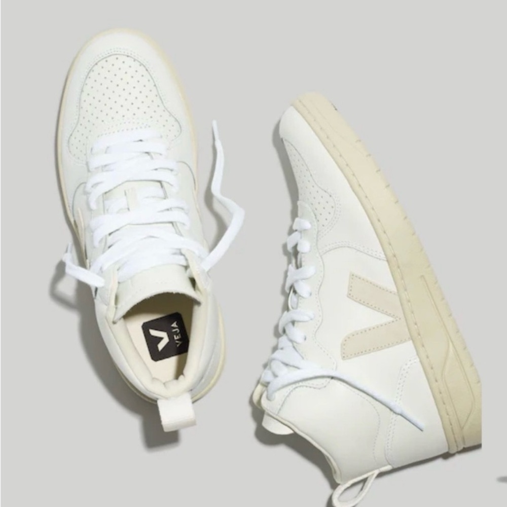 Veja V-15 White Leather Sneakers Size 7 High Tops Like New - Picture 14 of 16